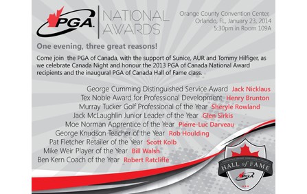 Récipiendaires des Prix nationaux 2013 de la PGA du Canada