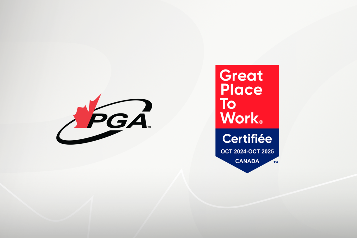 Il a été annoncé mercredi que la PGA du Canada est officiellement certifiée « Great Place to Work ».